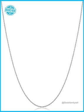 Classic Rope Chain Necklace 10k White Gold Thin Lightweight Polished Elegant